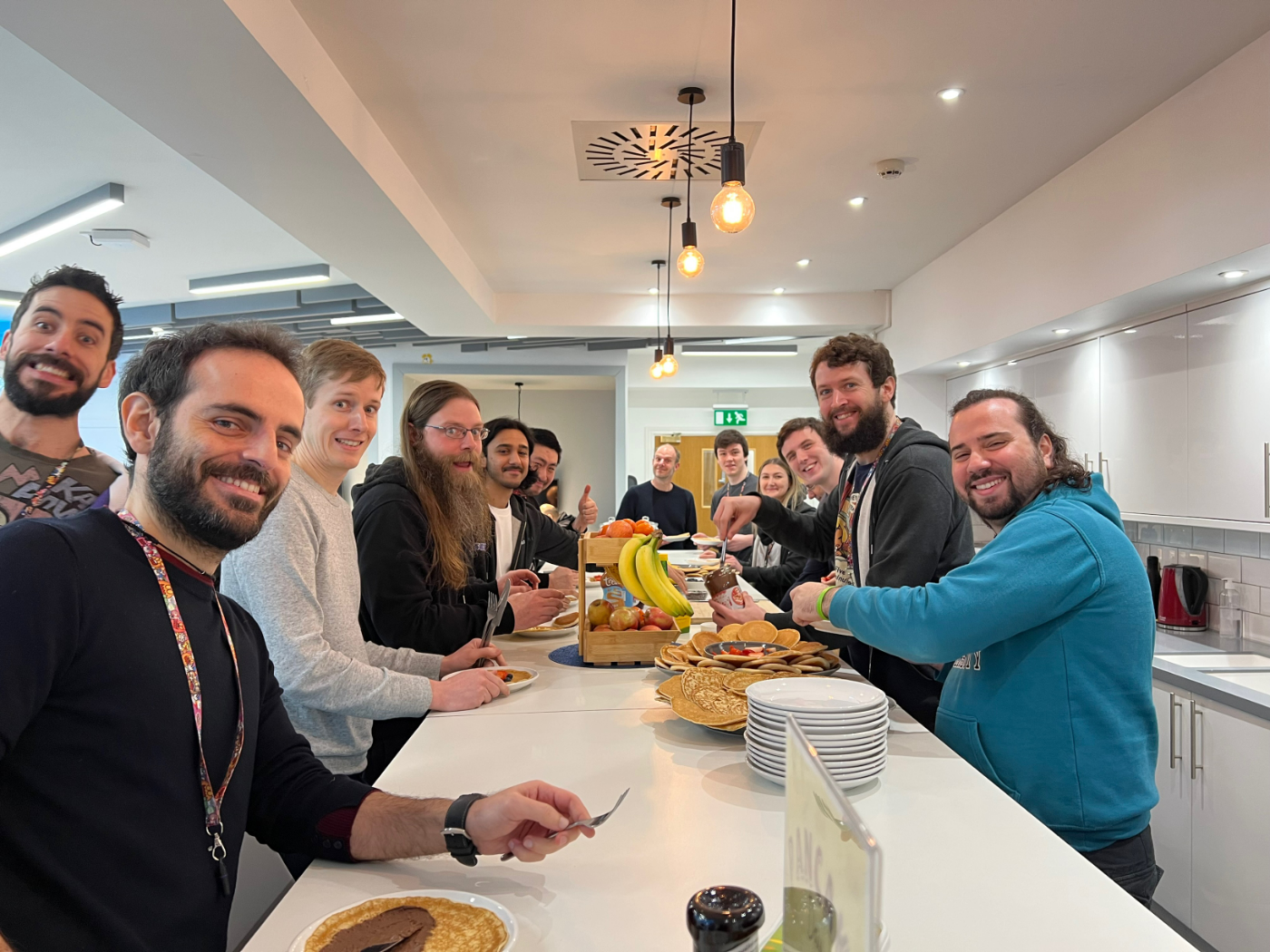 Some of the HARDlight team making pancakes